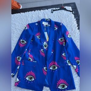 Blue Eye-Print Blazer
